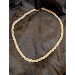 Vtg 60s Mother of Pearl Torsade Necklace Multi Strand Shell Bead Twist
